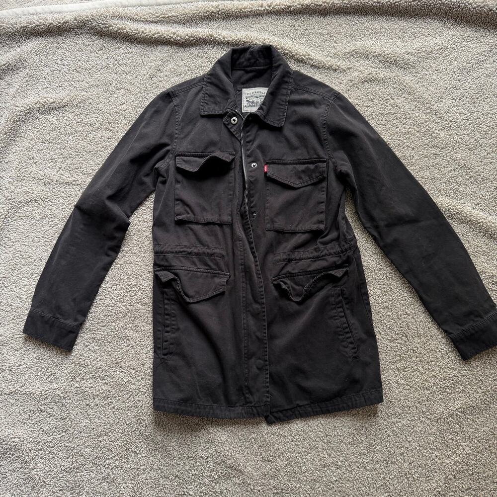 Levi Strauss Women's Black Lightweight Parachute Cotton Military Jacket Size XS